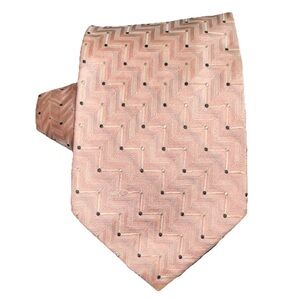 Valentino Deluxe Dress Men’s Tie 100% Silk Made In Italy Pink And Black Dot